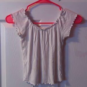 Garage White Ruffle Trim Top